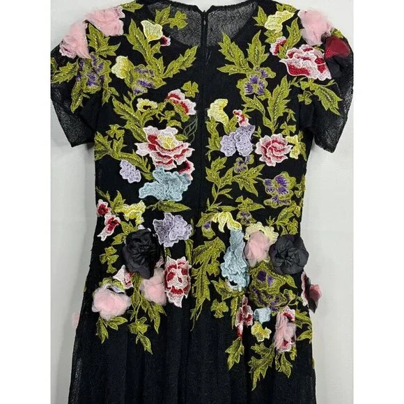 $998 MAC DUGGAL 11411 Black 3D Floral Dress Size 10 Embroidered Formal Gown NWT - Picture 8 of 10